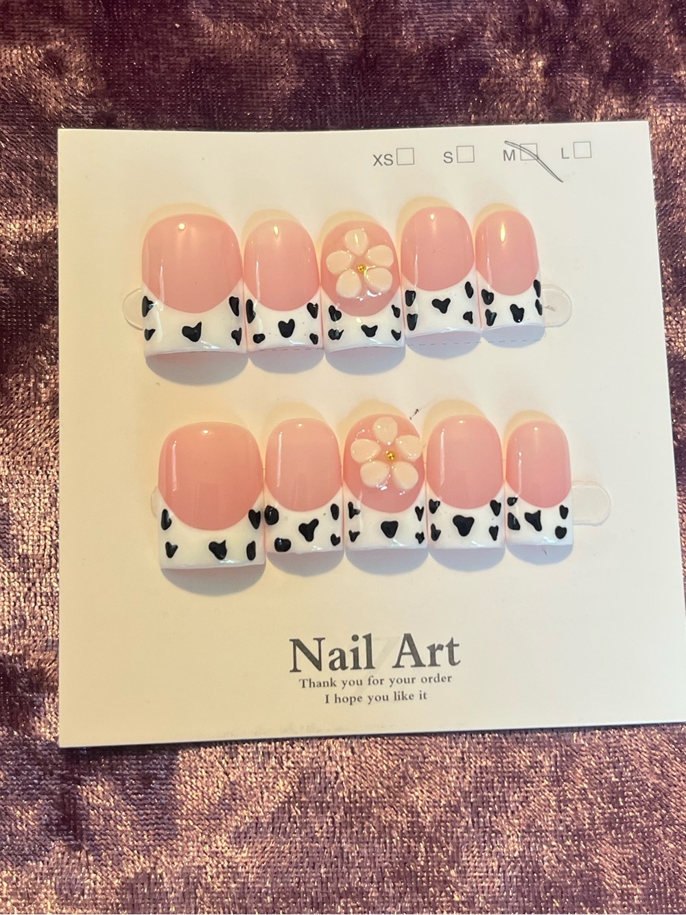 Pink Floral & Dalmatian Print Press-On Nails